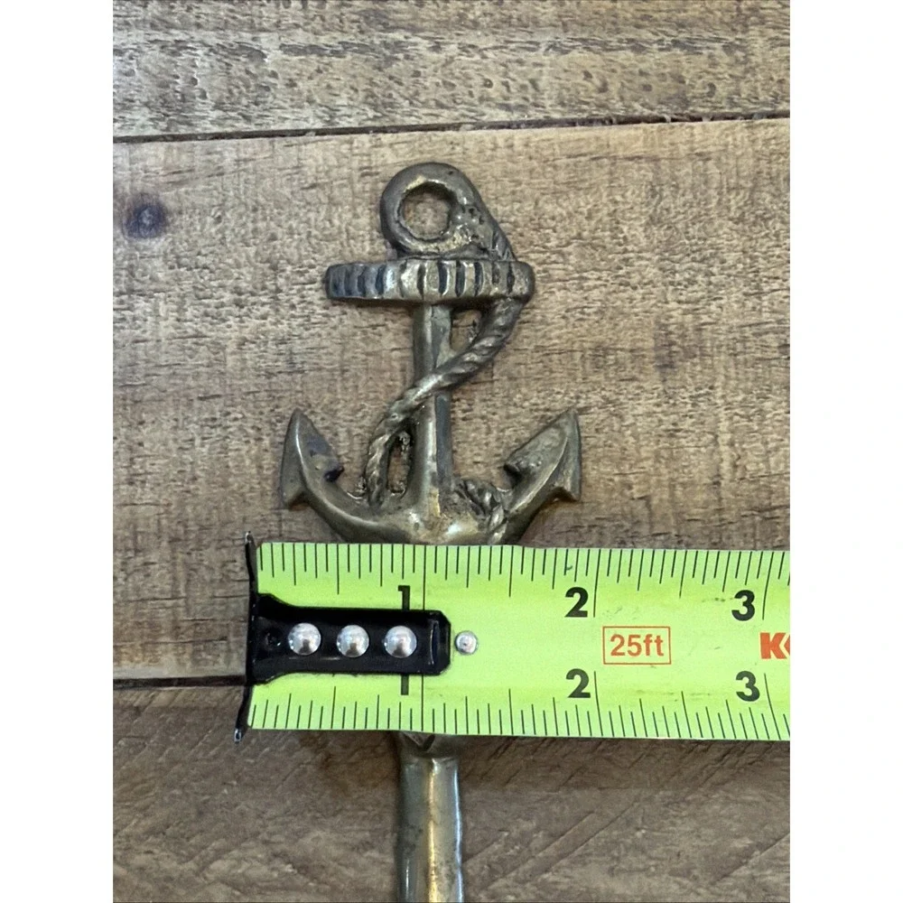 Solid Brass Nautical Themed Letter Opener with Anchor & Twisted Rope Handle Vtg